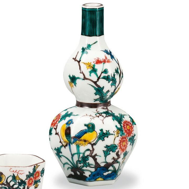 九谷焼 高杯 [B24219] 角福 色絵 古九谷風 花鳥風月 九谷焼 高杯 [B24219] 角福 色絵 古九谷風 花鳥風月