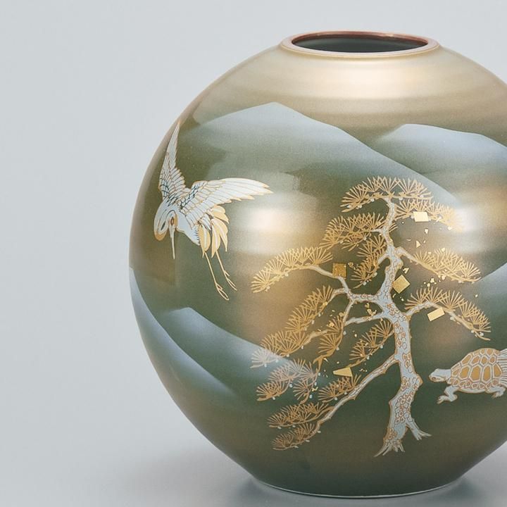 7号花瓶 鶴亀 化粧箱入り - 和食器の通販なら九谷焼専門店の陶らいふ