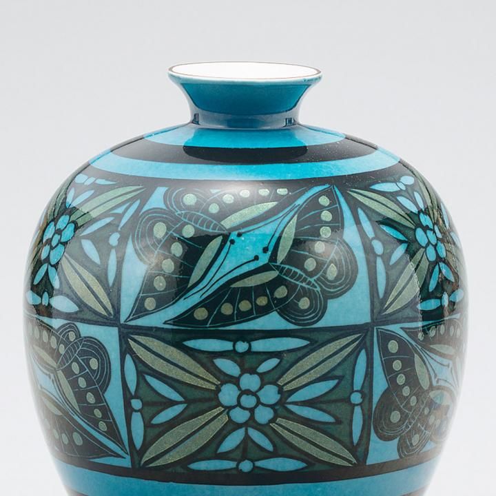 花瓶 彩釉 陶磁 瓷器  青釉 時代 7号花瓶 耀彩 | 三代徳田八十吉 - 九谷焼専門店の陶らいふ