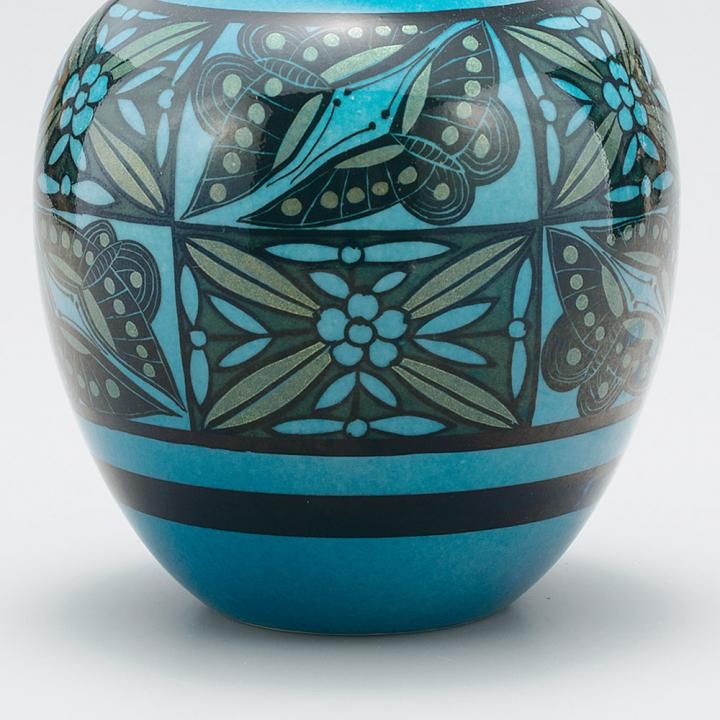 6.5号花瓶 青釉ペルシャ蝶文 化粧箱入り - 和食器の通販なら九谷焼専門