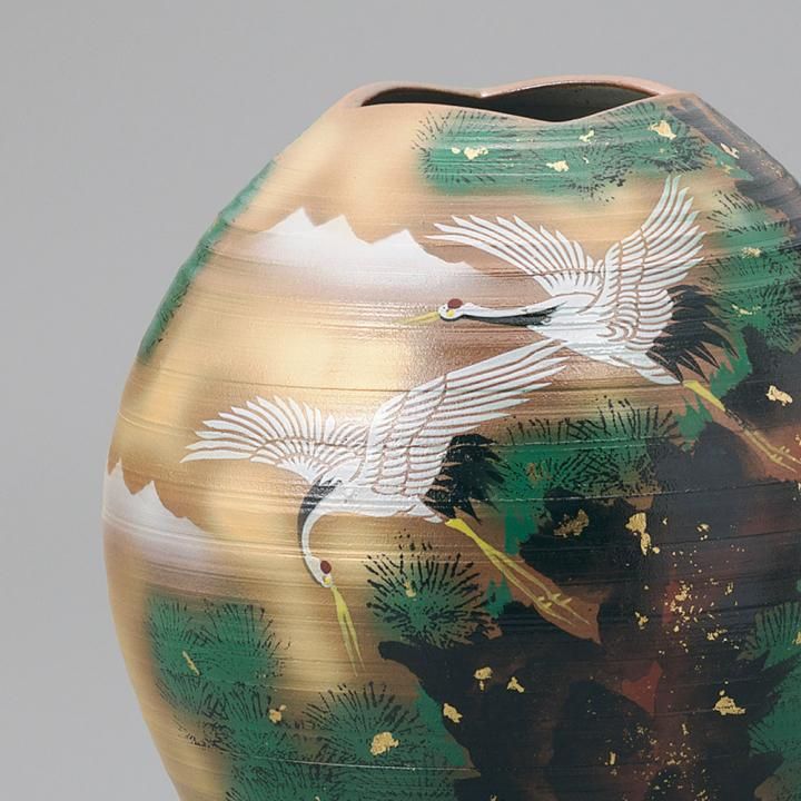 8.5号花瓶 松鶴 木箱入り - 和食器の通販なら九谷焼専門店の陶らいふ