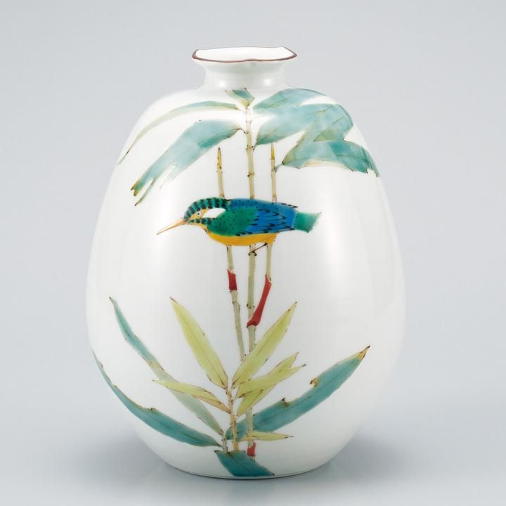 希少】七宝焼 翡翠 花瓶 鶴 共箱 台座付き 美品 希少】七宝焼 翡翠