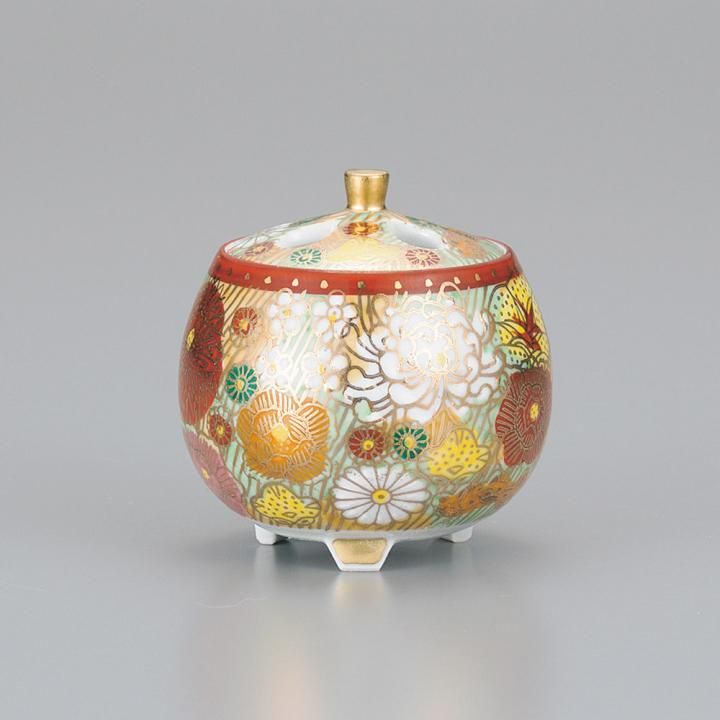 【期間限定価格】九谷焼 大香炉 香炉 連山 共箱 希少 美品 2.5号香炉 金花詰 / 幸洋窯 木箱入り - 和食器の通販なら九谷焼専門店