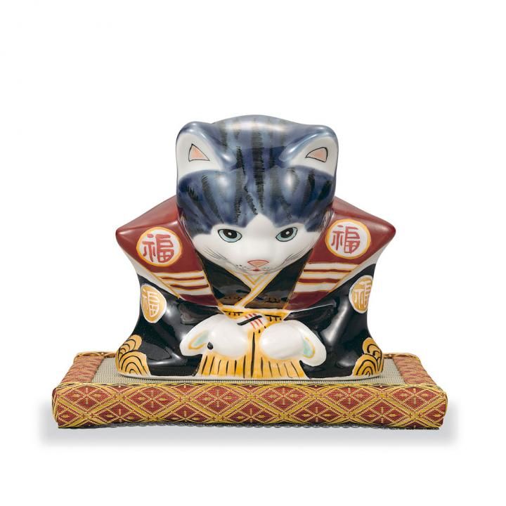 6号お辞儀福助猫 紫釉彩 - 和食器の通販なら九谷焼専門店の陶らいふ