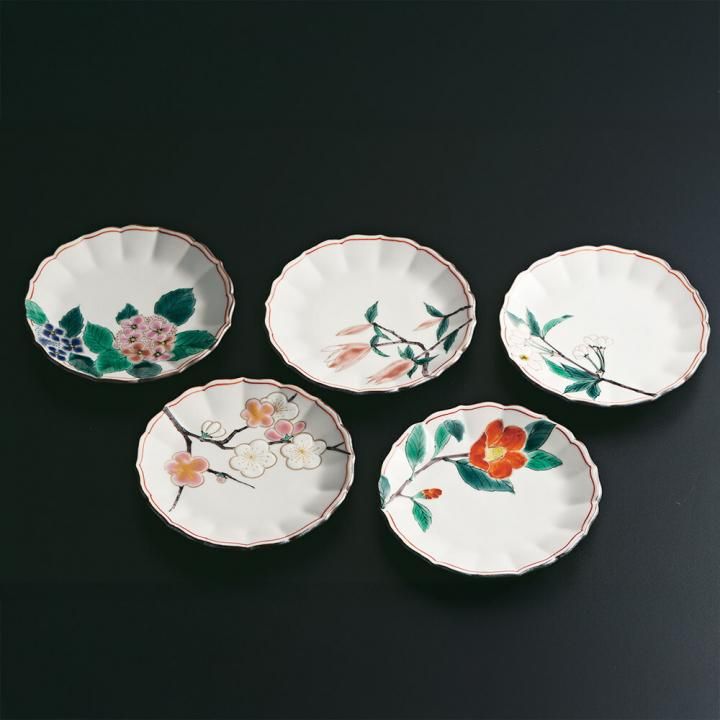 鉢揃 絵変り四季の花 / 晄窯 化粧箱入り - 和食器の通販なら九谷焼専門
