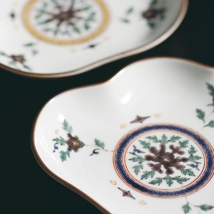 古伊万里　金彩色絵　絵皿　白鷺瓢箪　福紋　5客　江戸　李朝・大聖寺・九谷焼好きも 古伊万里 金彩色絵 絵皿 白鷺瓢箪 福紋 5客 江戸 李朝・大聖寺・九谷焼