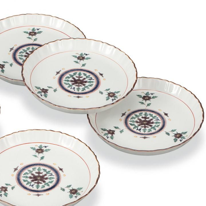 5号皿揃 色絵牡丹 / 銀泉窯 化粧箱入り - 和食器の通販なら九谷焼専門