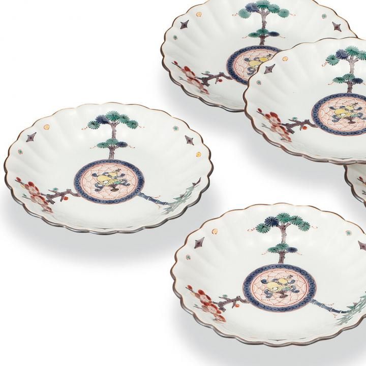 5号皿揃 三友宝紋 / 銀泉窯 化粧箱入り - 和食器の通販なら九谷焼専門