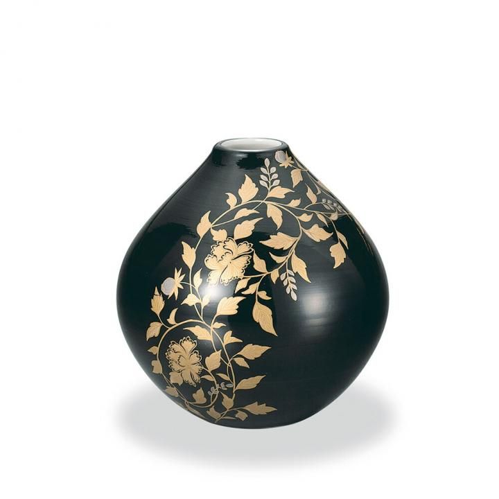 花器 金襴手 黒 / 大志窯 化粧箱入り - 和食器の通販なら九谷焼専門店