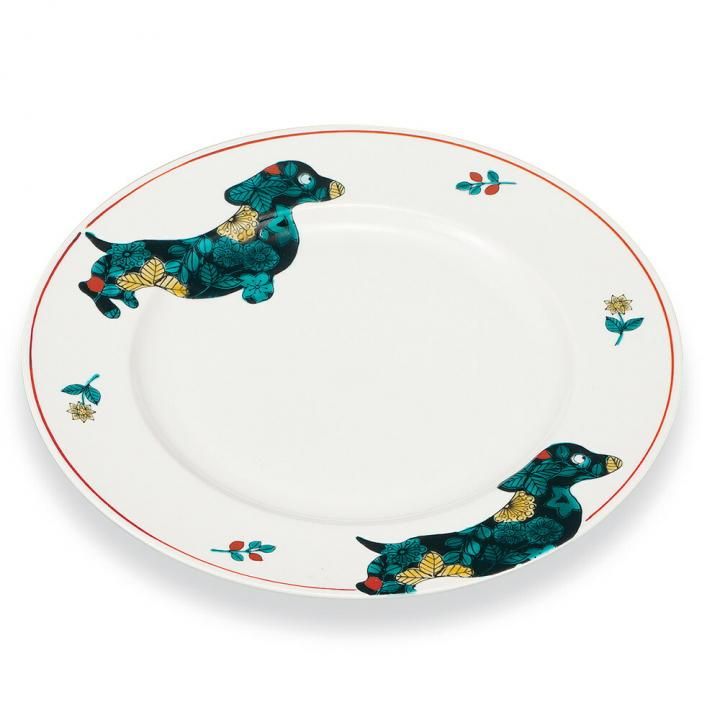 8.5号皿 ボタニカル青手 犬 / 大志窯 化粧箱入り - 和食器の通販なら