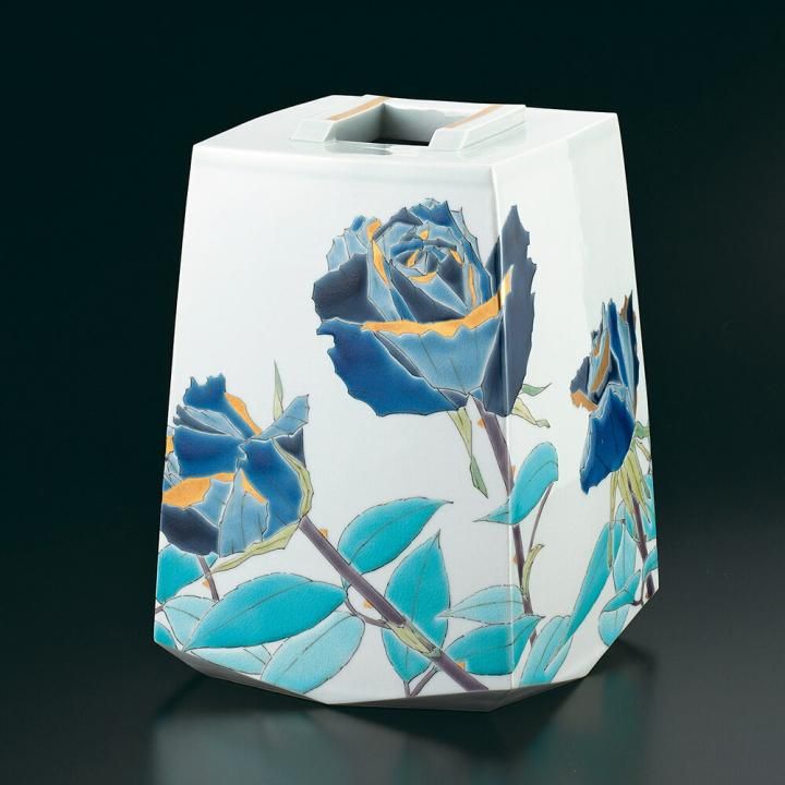 方壺 色絵薔薇「青玲」 / 山岸大成 桐箱紐通し入り - 和食器の通販なら
