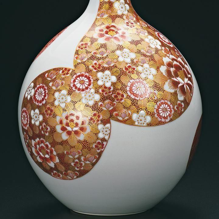 九谷焼　清雅堂造　青粒　色絵秋草図　花瓶　共箱 M R4217 九谷焼 清雅堂造 青粒 色絵秋草図 花瓶 共箱 M R4217 2025年