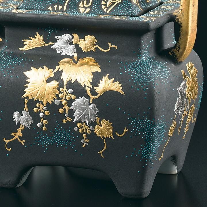 香炉 白金盛葡萄図青粒 / 仲田錦玉 桐箱紐通し入り - 和食器の通販なら
