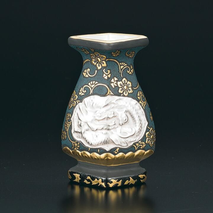 九谷焼名工 九谷 中田錦玉 百花繚乱 花詰文 壷 花入 D R8825H 九谷焼