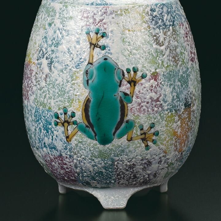 九谷焼　秋塘陶園　中村翠恒作　色絵　丸花文　透かし蓋　香炉　共箱　C　R9250 香炉 洋彩 蛙の絵 / 山近泰 桐箱紐通し入り - 和食器の通販なら九谷焼