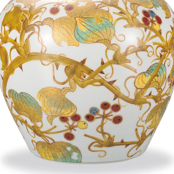 7号飾壷 山帰来 / 藤村正美 桐箱紐通し入り - 和食器の通販なら九谷焼