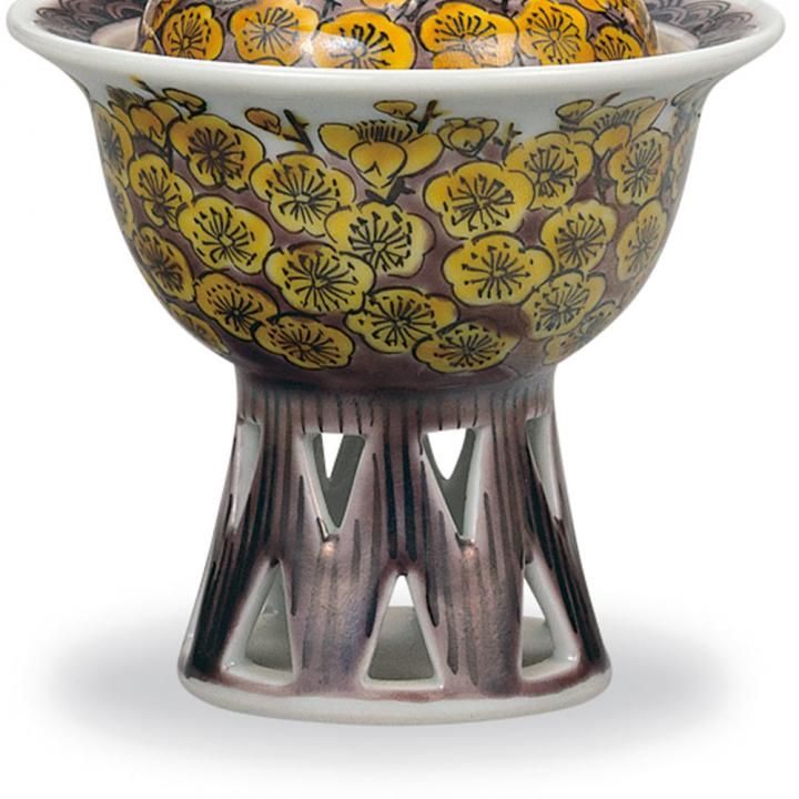 新品未使用品　香炉　九谷焼 3号香炉 梅紋 / 山近剛 桐箱紐通し入り - 和食器の通販なら九谷焼専門