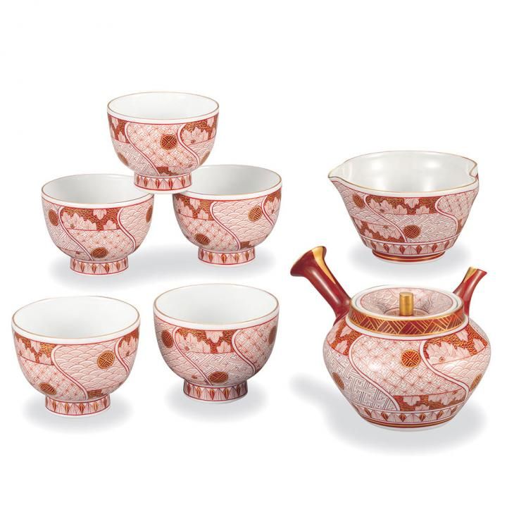 小茶器揃 赤絵小紋 / 西野昭月 桐箱入り - 和食器の通販なら九谷焼専門