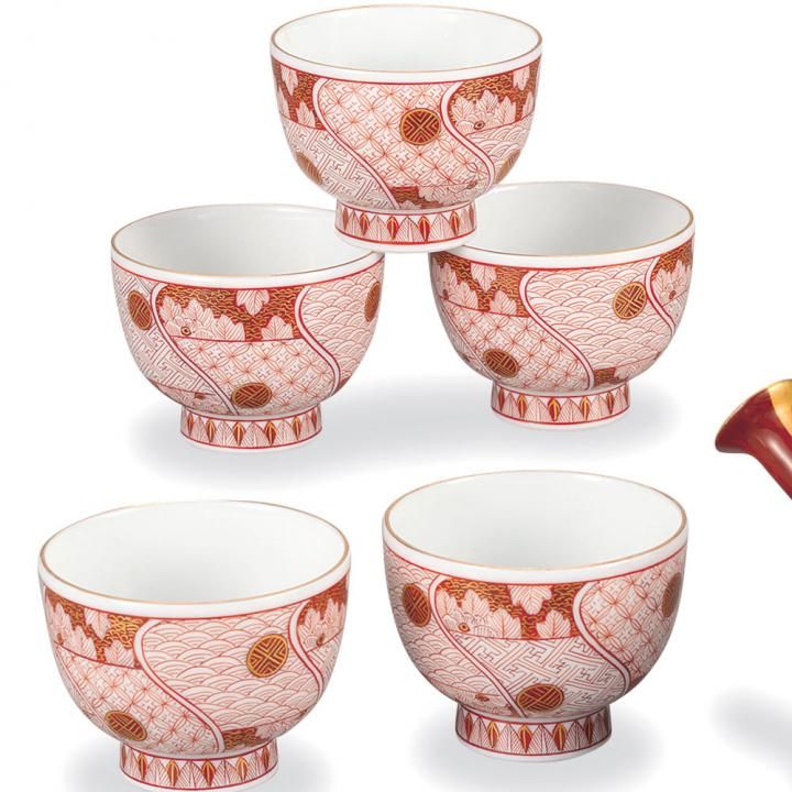 小茶器揃 赤絵小紋 / 西野昭月 桐箱入り - 和食器の通販なら九谷焼専門