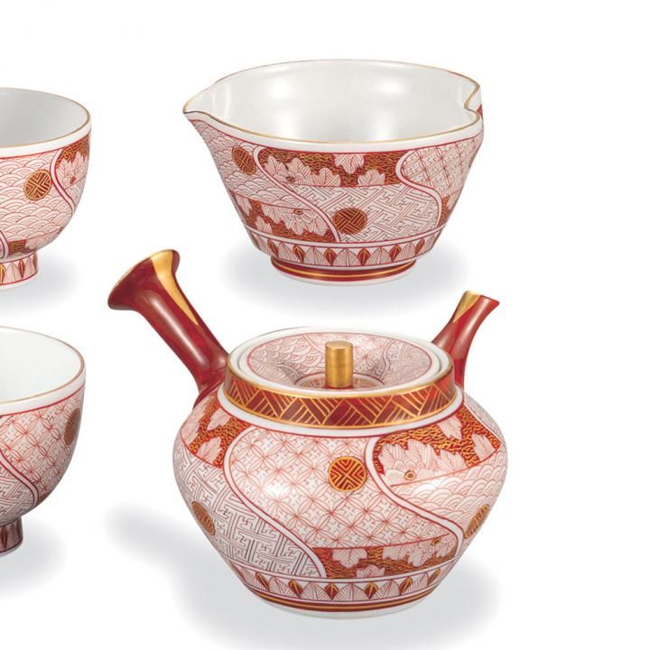 小茶器揃 赤絵小紋 / 西野昭月 桐箱入り - 和食器の通販なら九谷焼専門