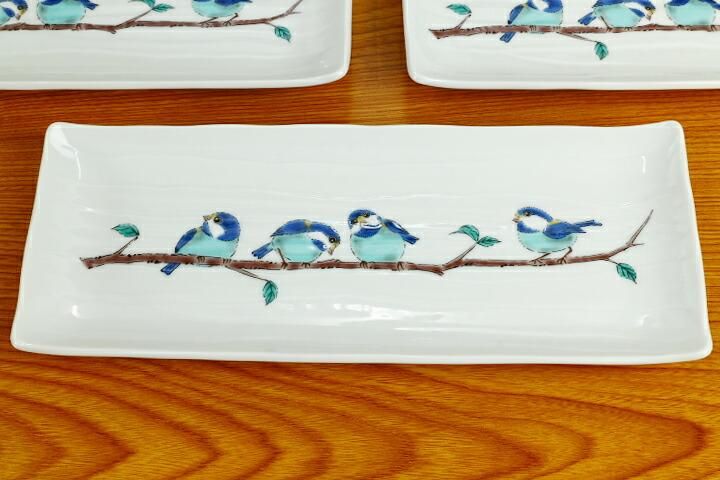 滝寺窯　長皿 8号長皿揃 山雀/青郊窯
