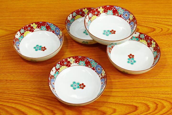 4号小鉢揃 梅菊文/青郊窯