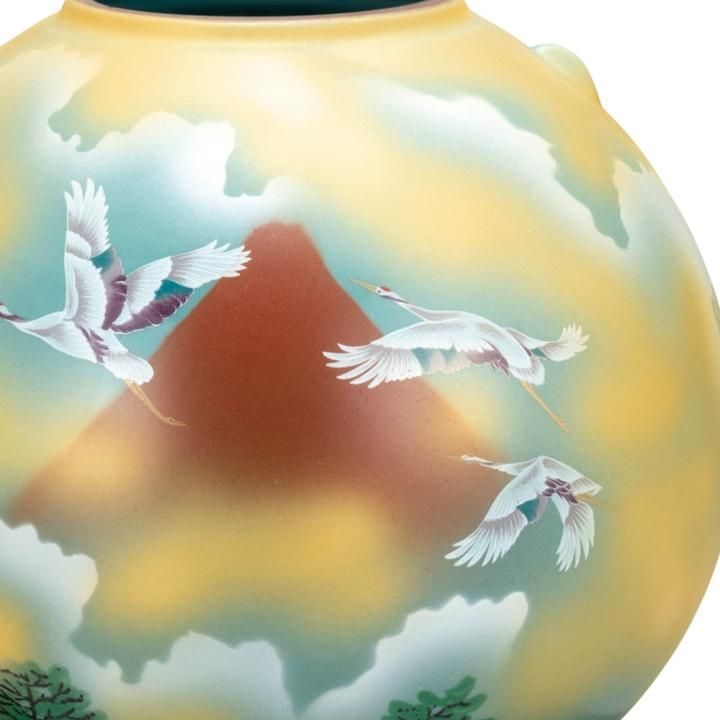 7号花瓶 赤富士に鶴