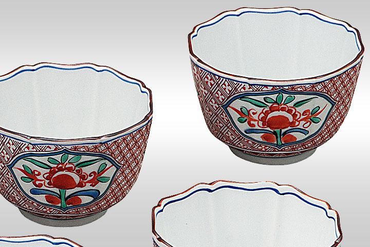 3号小鉢揃 赤絵