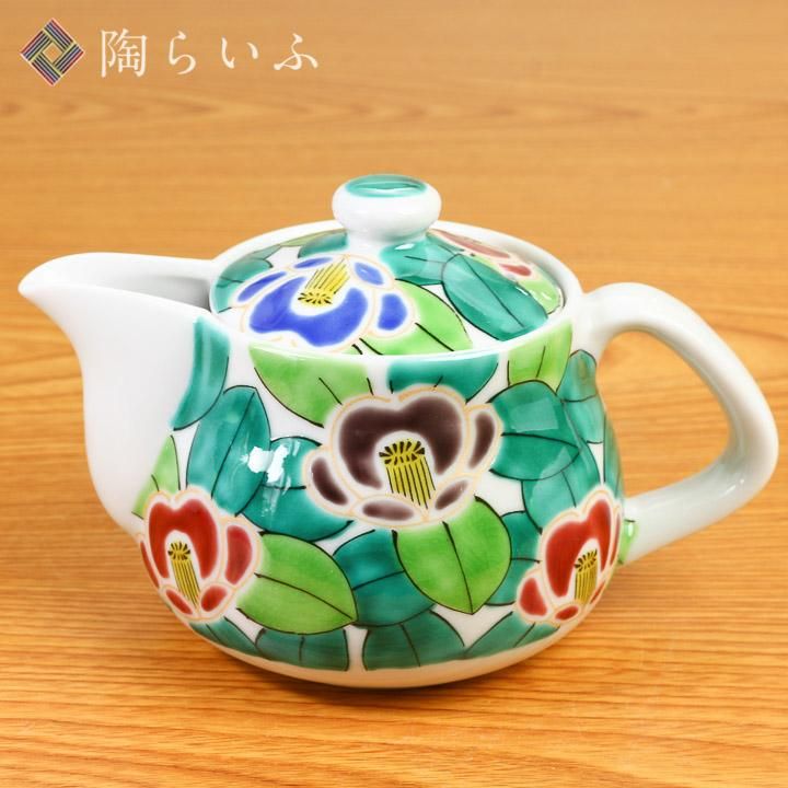 中ポット急須（磁器） 京山茶花/美山窯 09-243