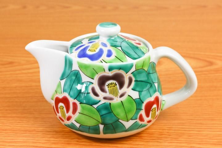 中ポット急須（磁器） 京山茶花/美山窯 09-243