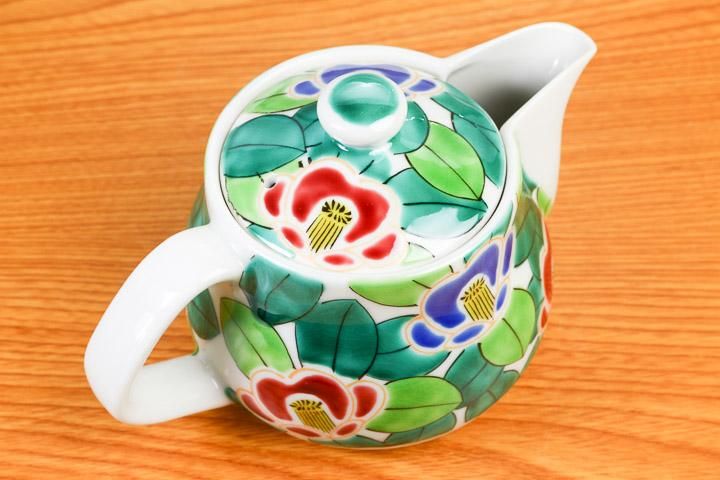 中ポット急須（磁器） 京山茶花/美山窯 09-243