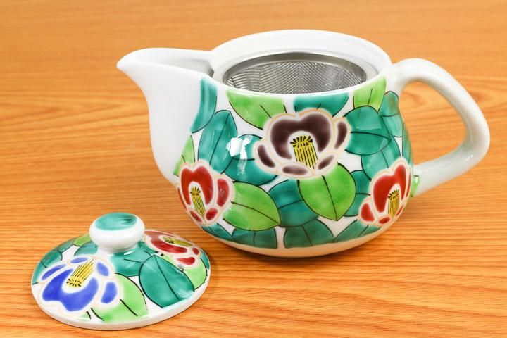 中ポット急須（磁器） 京山茶花/美山窯 09-243