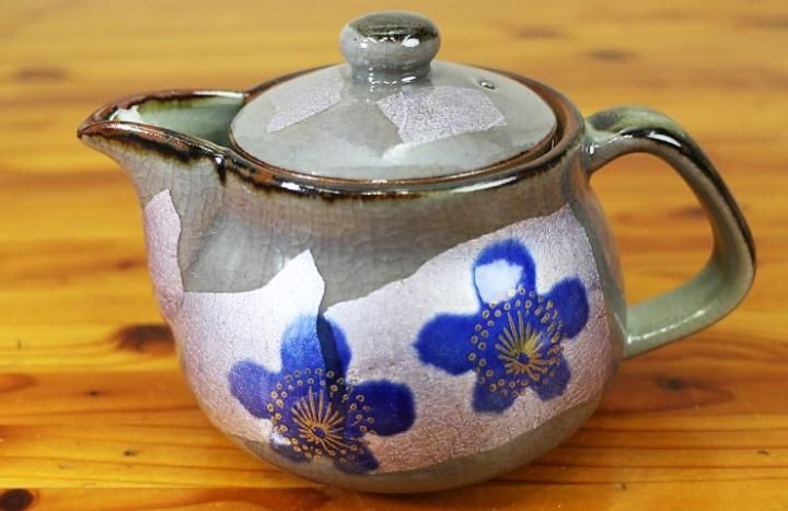 ポット 銀彩紫 金梅/美山窯