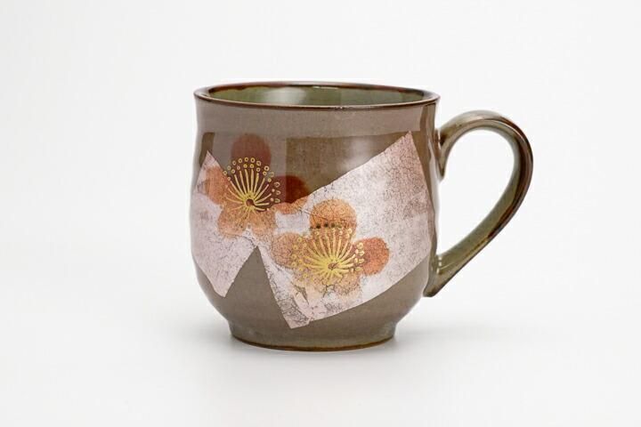 丸マグカップ 銀彩ピンク 金梅/美山窯 12-080
