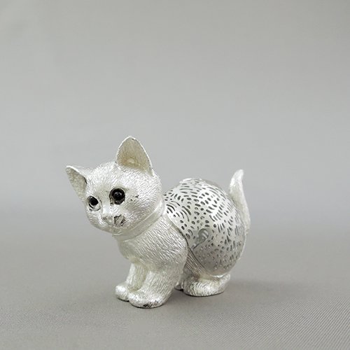 Christofle クリストフル シルバー 銀製 置物 フィギュリン 猫 ネコ - 置物