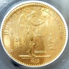 1895年 FRANCE G20F★フランス/金貨/エンジェルコイン★PCGS/MS63/アンティーク/ゴールド