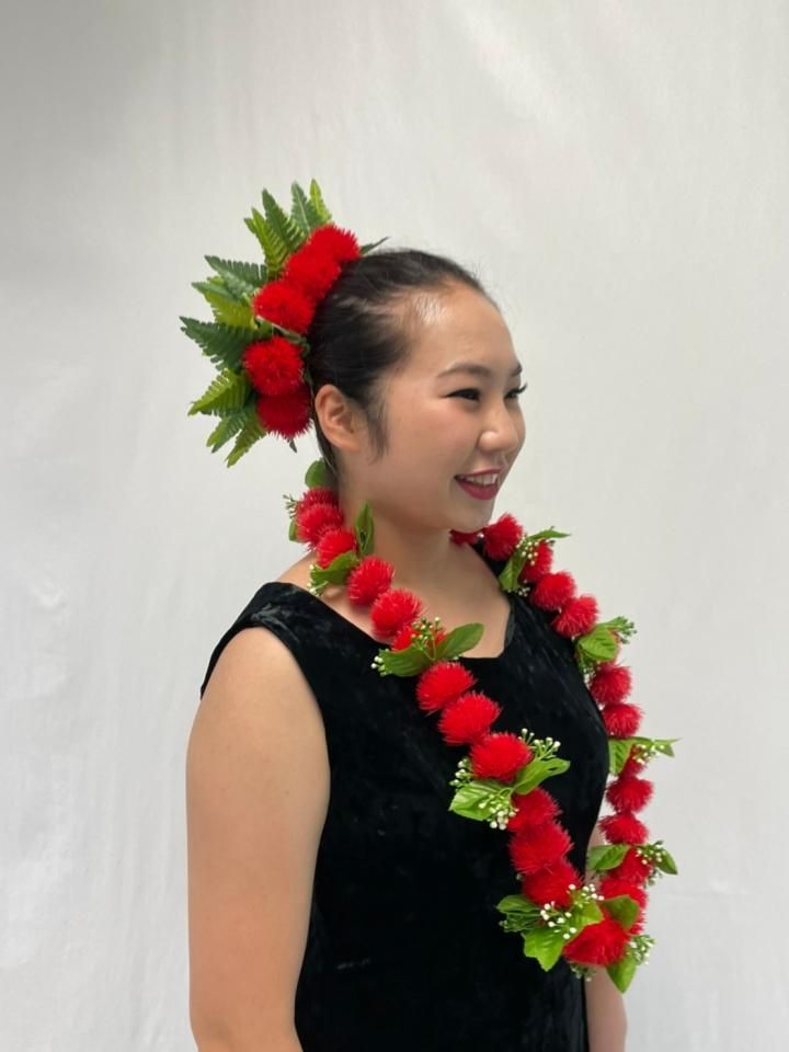 フラダンスベロアドレス 7分袖 I MUA 赤 ワインレッド フラ