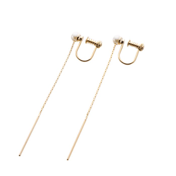 Single Pearl Threader Earrings(一粒パールのイヤリング)