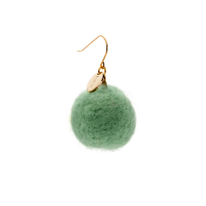 Felt Ball Hook - Emerald (フェルトボールピアス - エメラルドグリーン)
