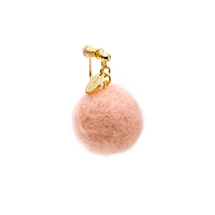 Felt Ball Earring - Pale Pink (フェルトボールイヤリング - ペールピンク)