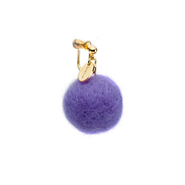 Felt Ball Earring - Lavender (フェルトボールイヤリング - ラベンダー)