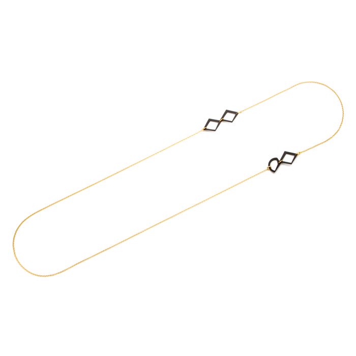 Aluminium Long Necklace - Simple/Gold(シンプルなアルミ製モチーフのロングネックレス ゴールド）