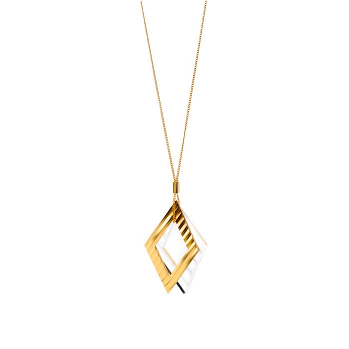 Wave Pattern Motif Necklace-Gold(波型カットしたモチーフのネックレス ゴールド)