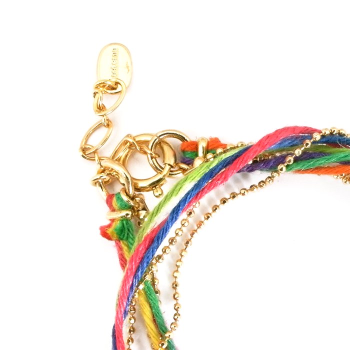 Hemp and Chain Bracelet - Rainbow (ヘンプアンドチェーンブレスレット - レインボー)