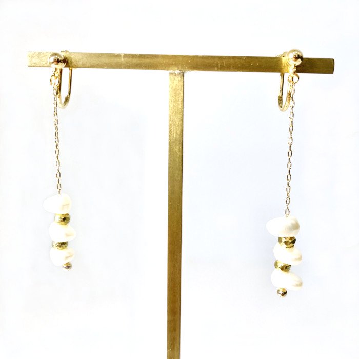 Rice Pearl Chain  Earrings