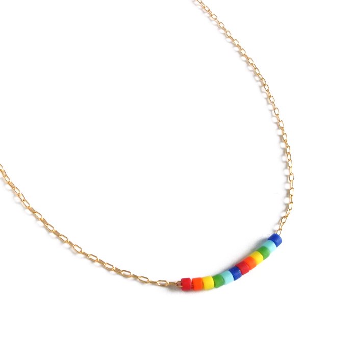Skinny Beaded Necklace - Rainbow