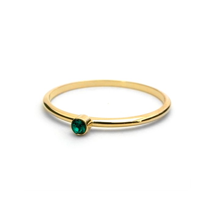 Tiny 1 Stone Ring - Emerald