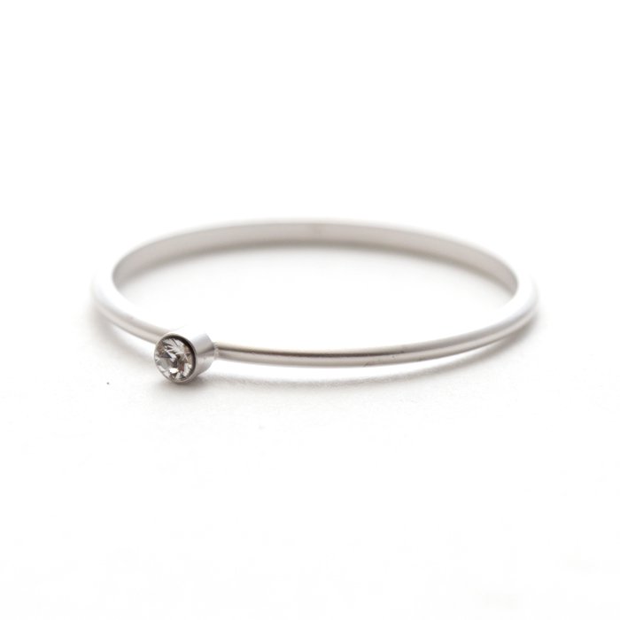 Tiny 1 Stone Ring (Matte Color) - Crystal