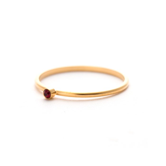Tiny 1 Stone Ring (Mat Color) - Ruby