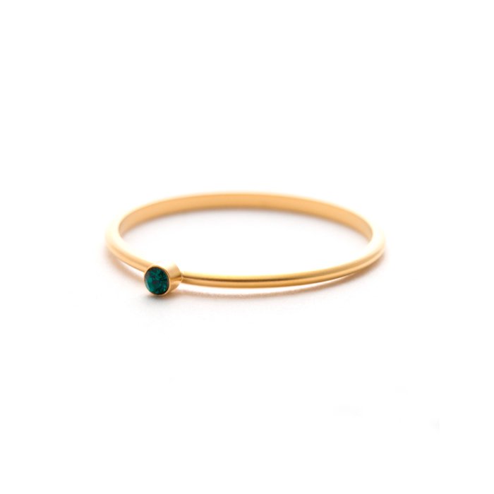 Tiny 1 Stone Ring (Mat Color) - Emerald